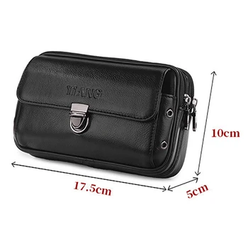 

Yiang Men Cell/Mobile Phone Bags Belt Pack Double Zipper Wallet Pocket Case Purse Leather Waist Pack Bag Large