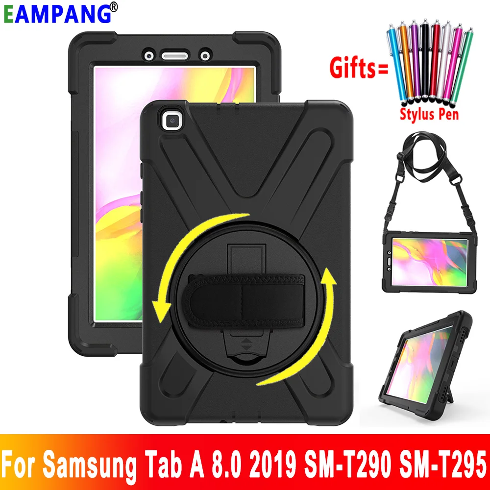 360 Вращающийся чехол для Samsung Galaxy Tab A 8 0 2019 T290 T295 SM-T290 SM-T295 Funda с плечевым ремешком на