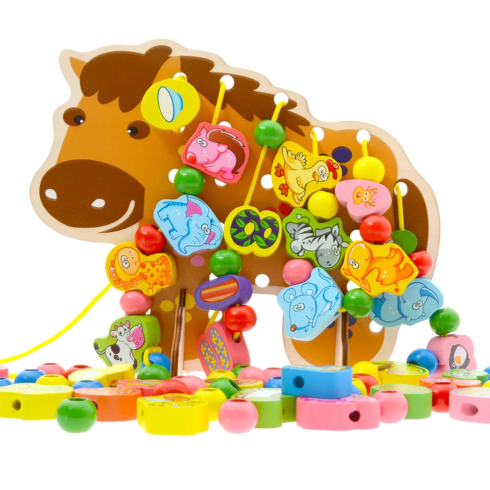 

Children Threading Building Blocks Large Size Beaded Bracelet CHILDREN'S Boy Educational Wear Beads One Year Old Baby Toy 1-3 Ye
