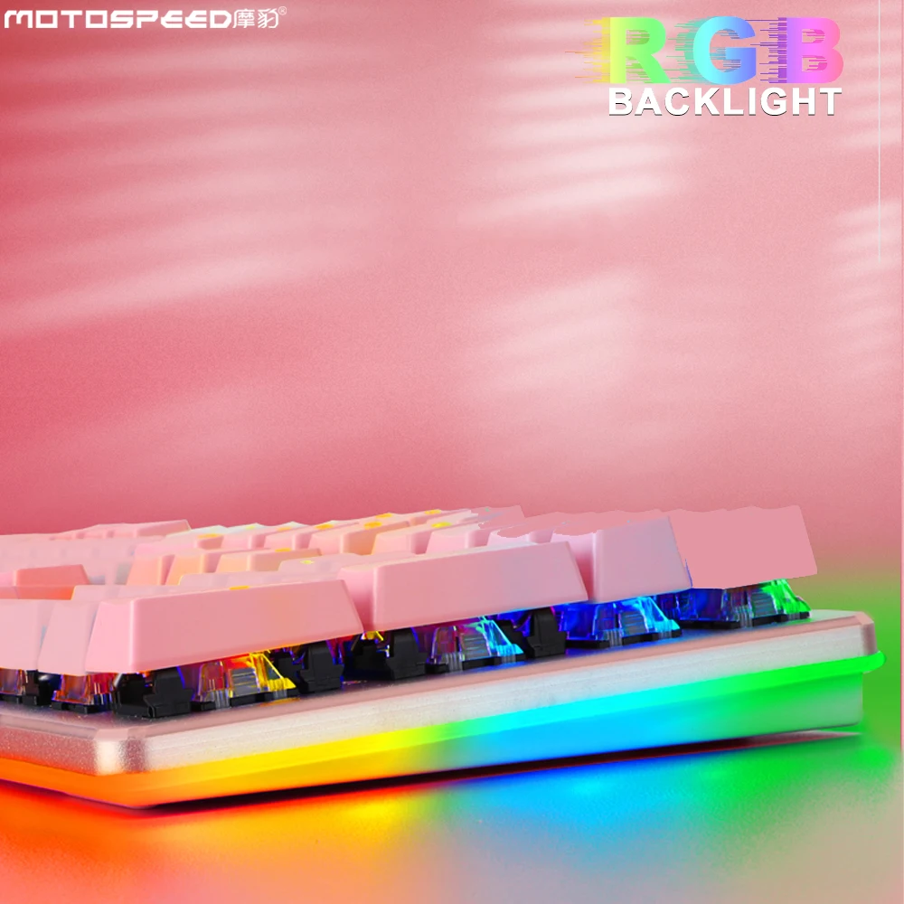 Motospeed CK82 Mechanical Keyboard USB Wired 87 keys Gaming Keyboards with RGB Backlight for PC Computer Gamer Russian Spanish