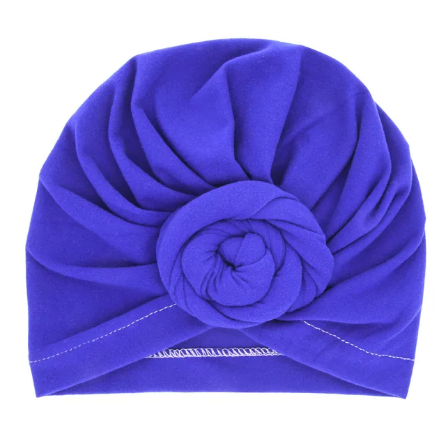 Cute Cotton Blend Baby Turban Hat Newborn Beanie Caps Kids Girls Headwear Infant Toddler Shower Hat Birthday Gift Photo Props 19baby royalblue