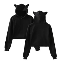 

Hoodies Women Long Sleeve Cute Cat Ears Sweatshirts Casual Sportswear Pullovers Sexy Navel Female Hoodie