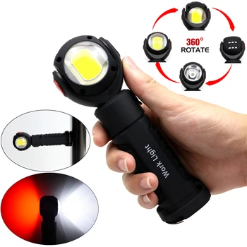 

Practical 360 degrees Rotating Flashlight Cree led + COB LED Torch Micro USB Charging 18650 battery work light Tail with Magnet