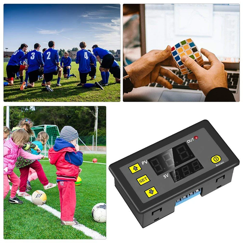 DC 12V 24V Digital Cycle Timer Delay Relay Board Module with LED Dual Time Display Timing Relay Switch for Car 0~999d