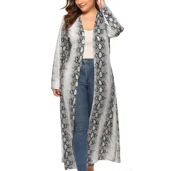 

Women's Snake Print Kimono Cardigan Summer Loose Shawl Cover Up Autumn long blouse kimono Lady fall wear coat casaco feminino CD