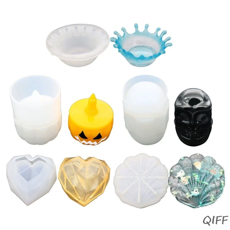 

5Pcs Pumpkin Skull Crown Shell Box Tray Silicone Mold Jewelry Storage Resin Mold
