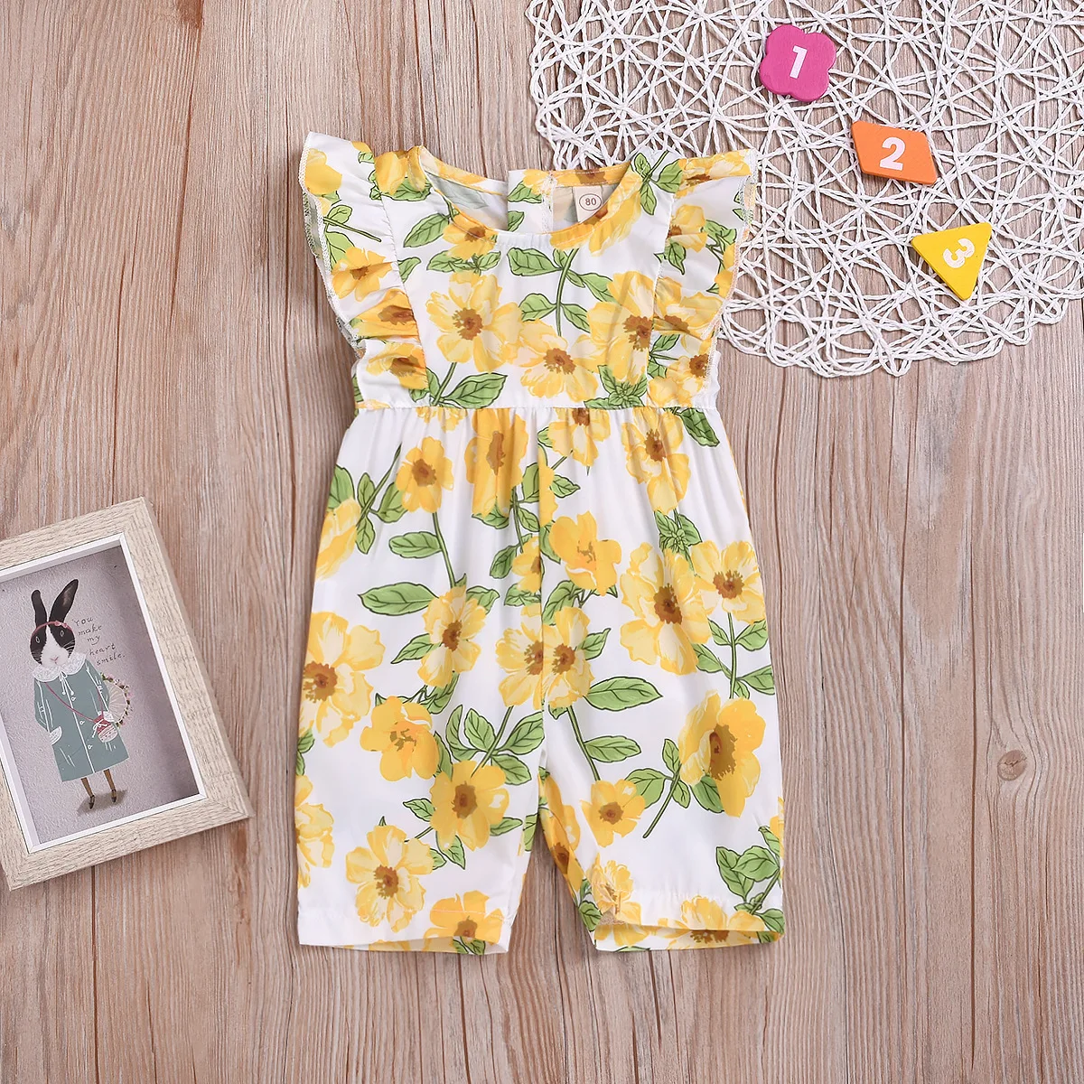 

Europe And America Childrenswear Summer New Style Girls' Jumpsuit Floral-Print Infants Romper Long Crawling Clothes
