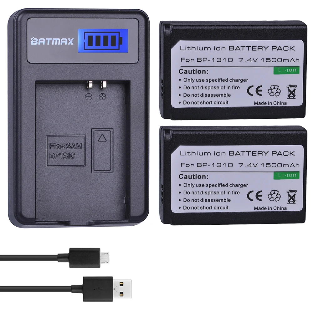 Batmax 1500mAh BP 1310 BP1310 BP-1310 Battery 1500mAh akku + LCD USB Charger for Samsung NX5 NX10 NX100 NX11 NX20 Cameras rechargeable battery camera battery camera battery charger rechargeable battery charger