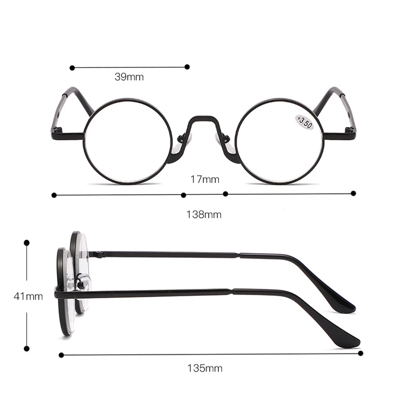 Japanese Classic Anti-blue Alloy Reading Glasses Women Round Anti-fatigue Presbyopic Glasses Blue Light Computer Grade Glasses 6
