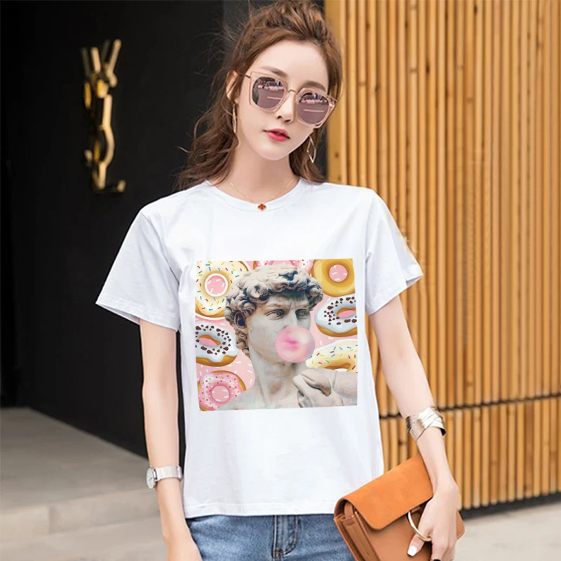 Женская мода 2019 футболка с короткими рукавами мультфильм рисунок принт Футболка