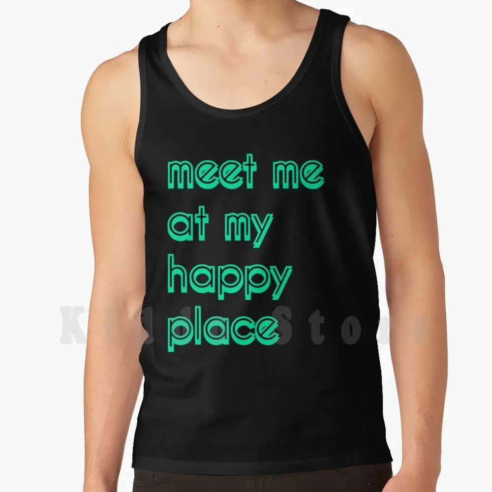 

Майка без рукавов, с надписью «Meet Me At My Happy Place»