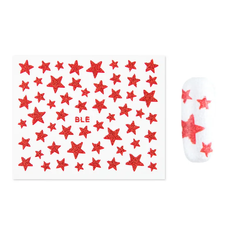 1 шт. 3D наклейки для ногтей со звездами глянцевый золотистый Серебристый наклейки для ногтей и наклейки блестящие наклейки для ногтей слайдер для фольги маникюрный слайдер для ногтей - Цвет: red