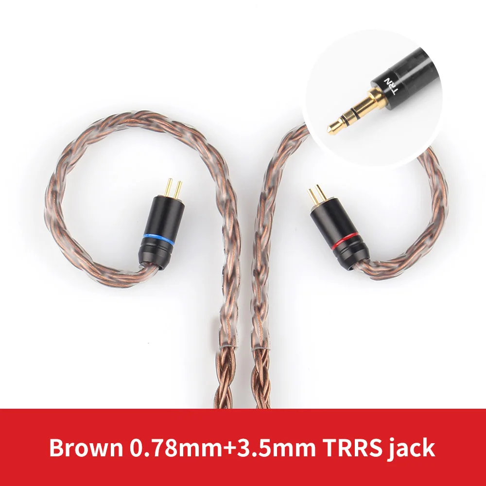 Brown 3.5mm 0.78 Лампа указателя T2 16 Core с серебряным покрытием обновления HIFI кабель 3,5/2,5/4,4 мм разъем MMCX/2Pin для лампа указателя TFZ KZZSN/ZS10 CCAC10/C16 NICEHCK NX7/F3/M6 - Цвет: Brown 3.5mm 0.78