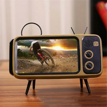 

Mini Portable Mobile Phone Holder Retro TV Shape Bluetooth Speaker Personality Mobile Phone Stand Creative Mobile Phone Racks