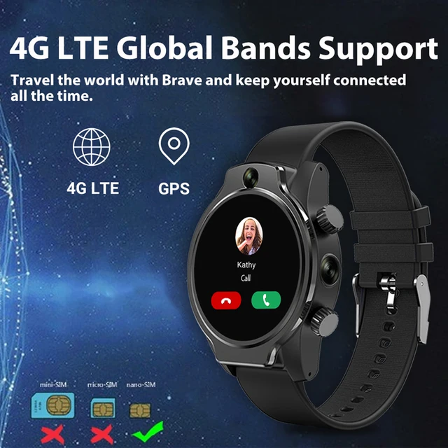 New Arrival 4G Phone SIM LTE GPS WIFI IP68 Smart Watch Men 3GB 32GB IP68 Waterproof 5ATM Dual HD Camera 8MP Face ID Android