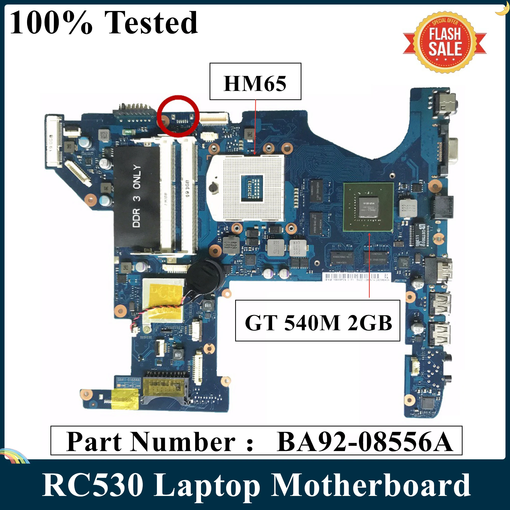 СОП для Samsung RC530 Материнская плата ноутбука BA92-08556A BA41-01684A GT 540M 2GB HM65 DDR3 | Компьютеры