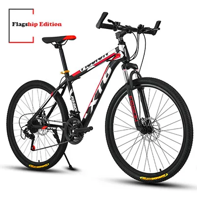 24 Inch Mountain Bicycle 21 Speed Adult Variable Speed Bicycle Student Flagship Off-Road Double Disc Brake Bike - Цвет: black red