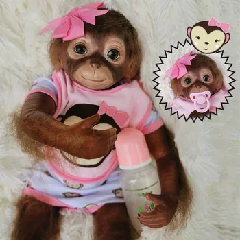 

silicone reborn baby monkey girls boys 50cm 100% handmade reborn Monkey very soft silicone vinyl flexible Collectible art doll