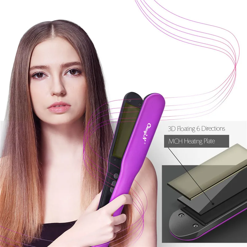 

CkeyiN Professional Flat Iron Hair Straightener Tourmaline Ceramic 3D Floating Hair Straightening Irons with LCD Display