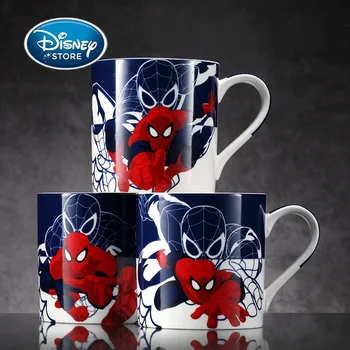 

Disney 300ml Mug Genuine Marvel Spiderman Porcelain Cup With Lid Spoon Ceramic Mug Avengers Superhero Children Breakfast Cups