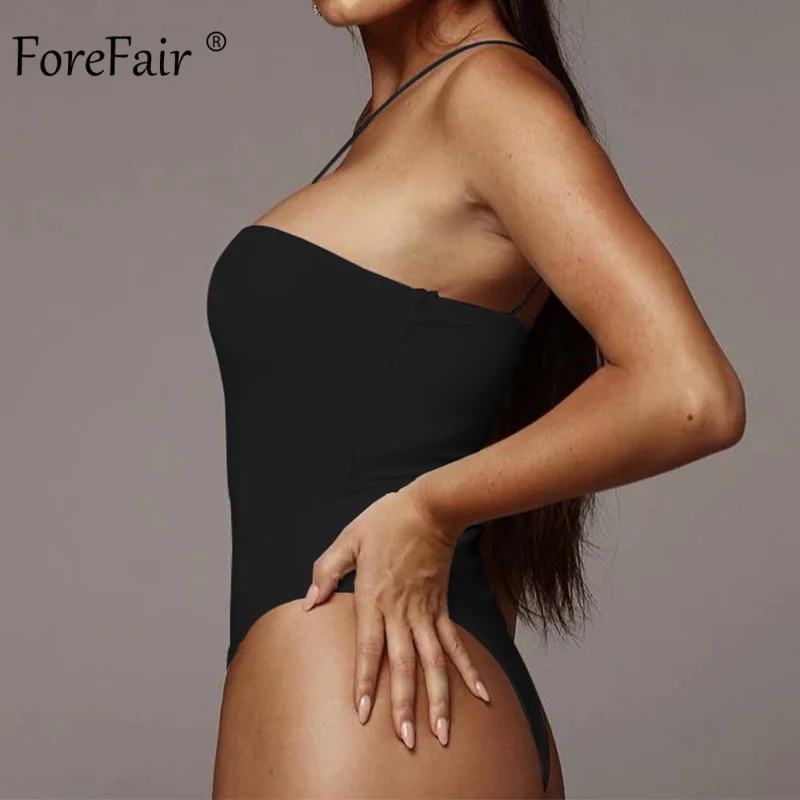 Forefair, сплошной, с открытыми плечами, сексуальный боди для женщин, черный, серый, лето, Осень, боди, топы без рукавов, тощий, Холтер, клубный боди