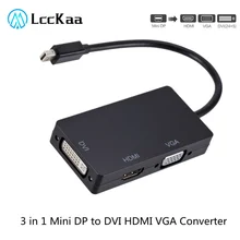 3 w 1 Mini DP DisplayPort na HDMI kompatybilny VGA DVI Adapter Mini DP konwerter kabla dla MacBook Pro Air Mini DisplayPort tanie tanio LccKaa Męski-żeński 3 in 1 Mini DP to HDMI DVI VGA converter CN (pochodzenie) Kable koncentryczne Mini Displayport (Mini DP)