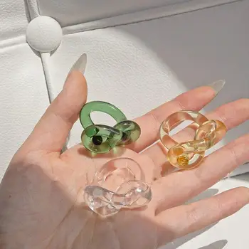 

Colorful Must Have Clear Acrylic Knot Twist Tie Heart rings resin Transparent Irregular Rings for Women Girl Party Jewelry