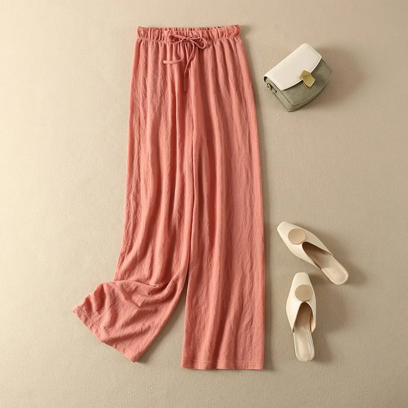 

Vintage Grey/Pink Viscose Blend Elastic Waist Casual Women's Trousers - Fall 2019 Ladies Stylish Long Pants