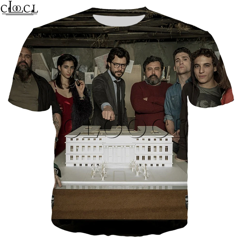 T Shirt 17 La Casa De Papel футболка 3D принт для женщин мужчин короткий рукав Кофты деньги кража бумажный дом Повседневная Уличная Топы - Цвет: T Shirt 17