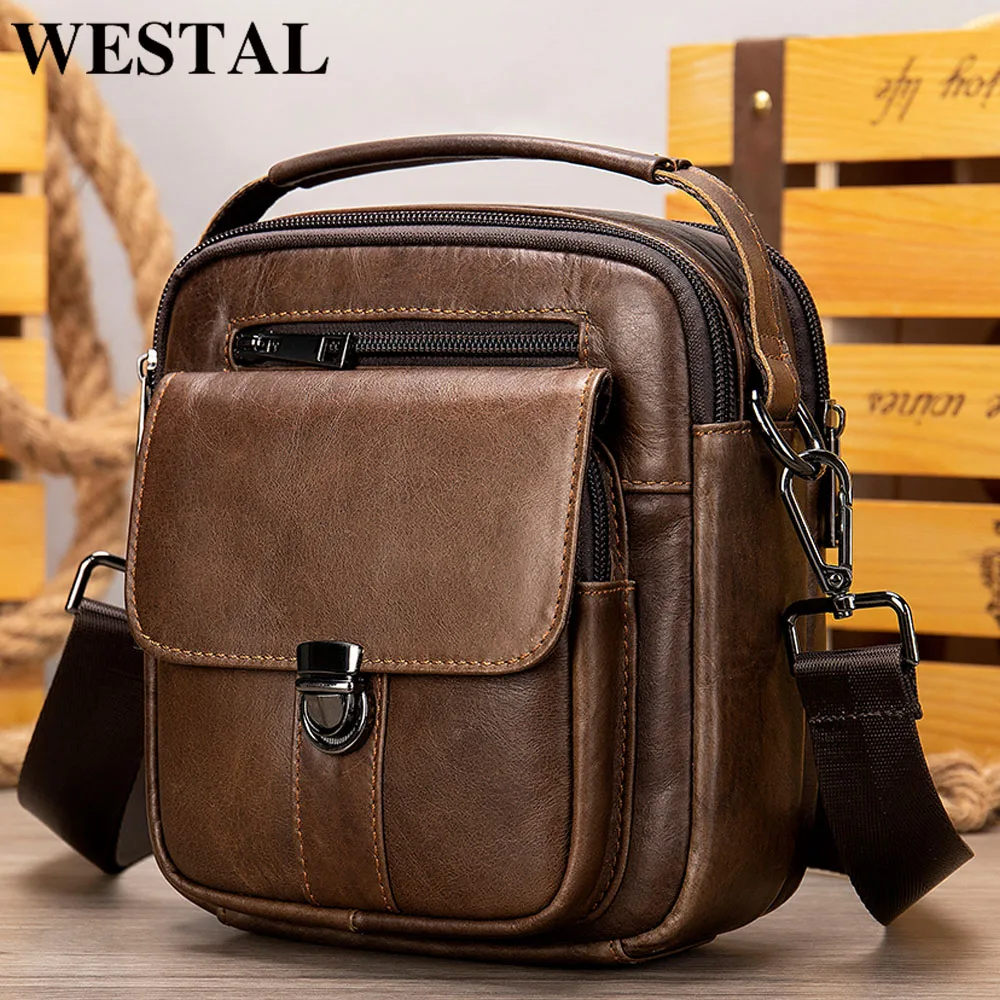 WESTAL мужская сумка через плечо кожаная дизайнерская черные ipad сумки для мужчин