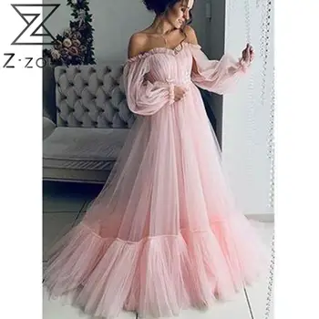 

Z-zoux Women Dress Slash Neck Lantern Sleeve Mesh Sexy Dresses Long Sleeve Plus Size Pink Blue Vintage Sexy Summer Dresses 2020