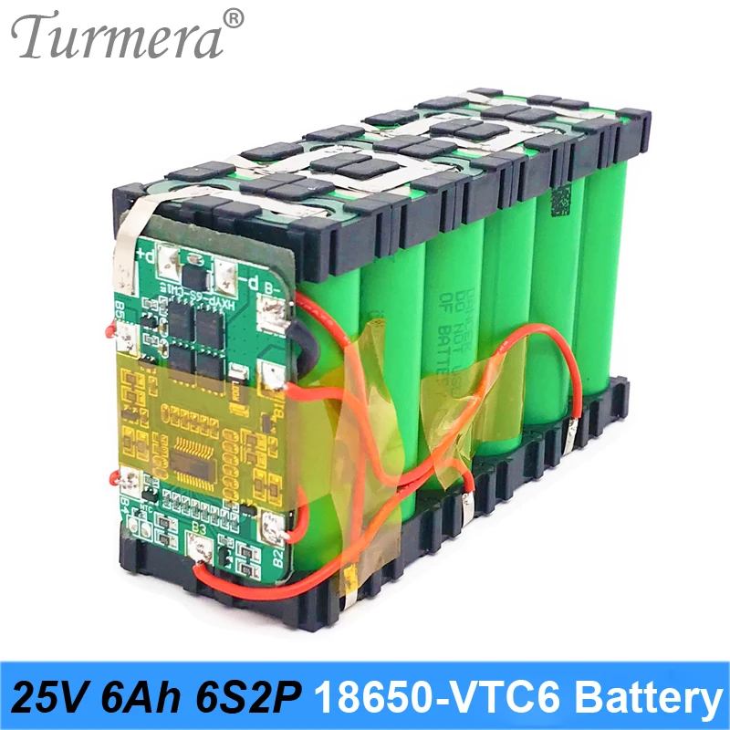 Turmera 25V 6Ah 18650 Battery Pack Use VTC6 3000mAh 30A for 6S2P with Balanced BMS for 25V Electric Tool and Medical Device Use 03