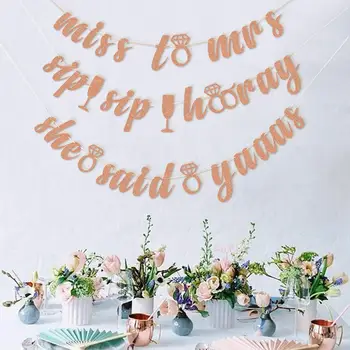 

Rose Gold Bachelorette Banner Rose Gold Glitter Bridal Shower Engagement Han Party Cheers Bitches Miss To Mrs Party Decorations