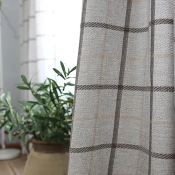 

Chenille Cotton Linen Shade Curtain Simple Checkered Elegant Living Room Bedroom Curtain Fabric New Special Offer