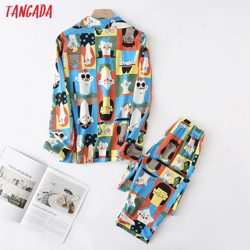Tangada женские костюмы с героями мультфильмов Новое поступление топы и штаны комплекты из 2 предметов Женское ночное белье Комплекты для близнецов Женский комплект YU37
