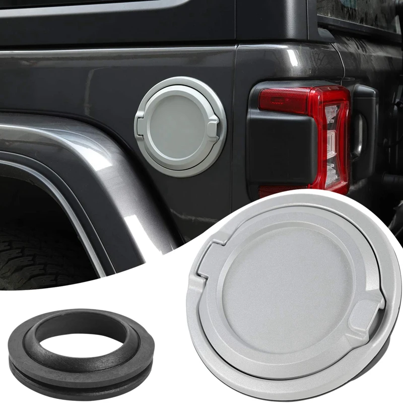 For JEEP Wrangler JL 18-19 4-Door 2-Door Car Gas Cap Cover Fuel Tank Cap Non-Locking Fuel Tank Door ABS+ Aluminum Alloy Constru