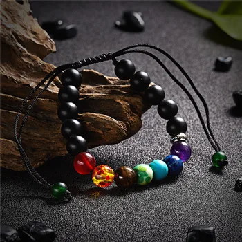 

Adjustable natural stone beads bracelet chakara bracelets for women pulseras men jewellery skull armband beaded bileklik erkek