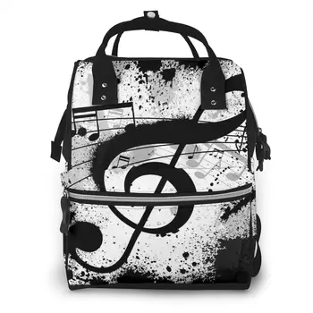 

Black Music Note Abstract Nappy Backpack Mummy Bag Large Capacity Mom Baby Multi-function Waterproof Outdoor Travel Diaper Bags