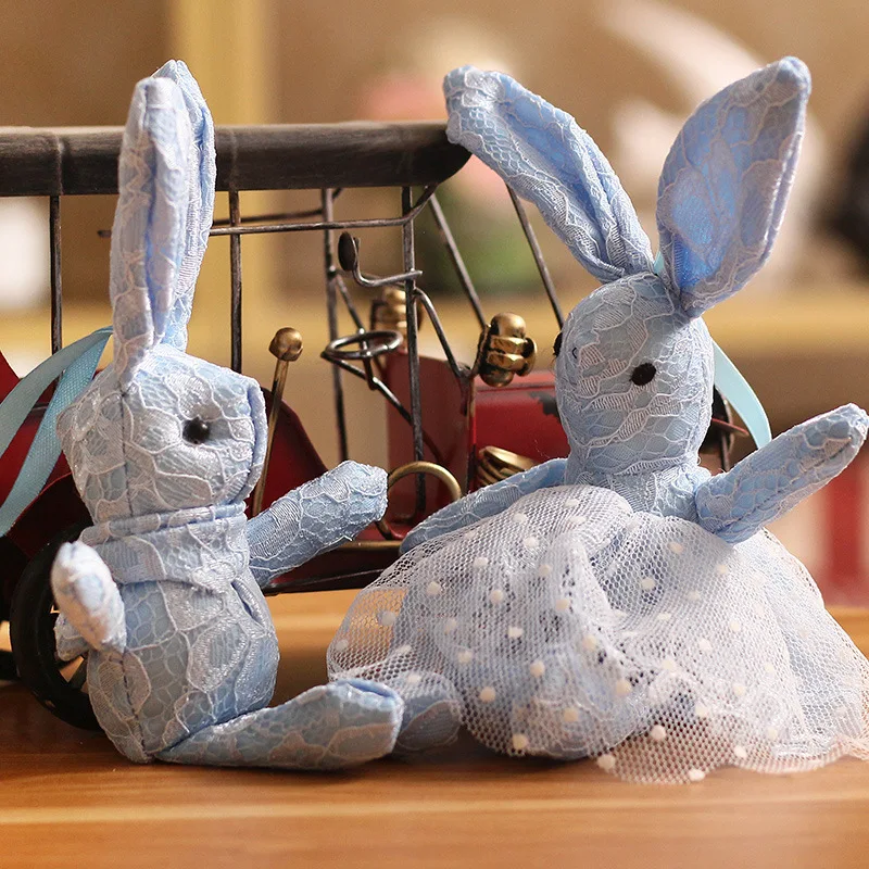 Plush Keychain Cute Cartoon Animal Plush Toy Keychain Backpack Bag Keychain Lace Rabbit Stuffed Toys Cute Gift