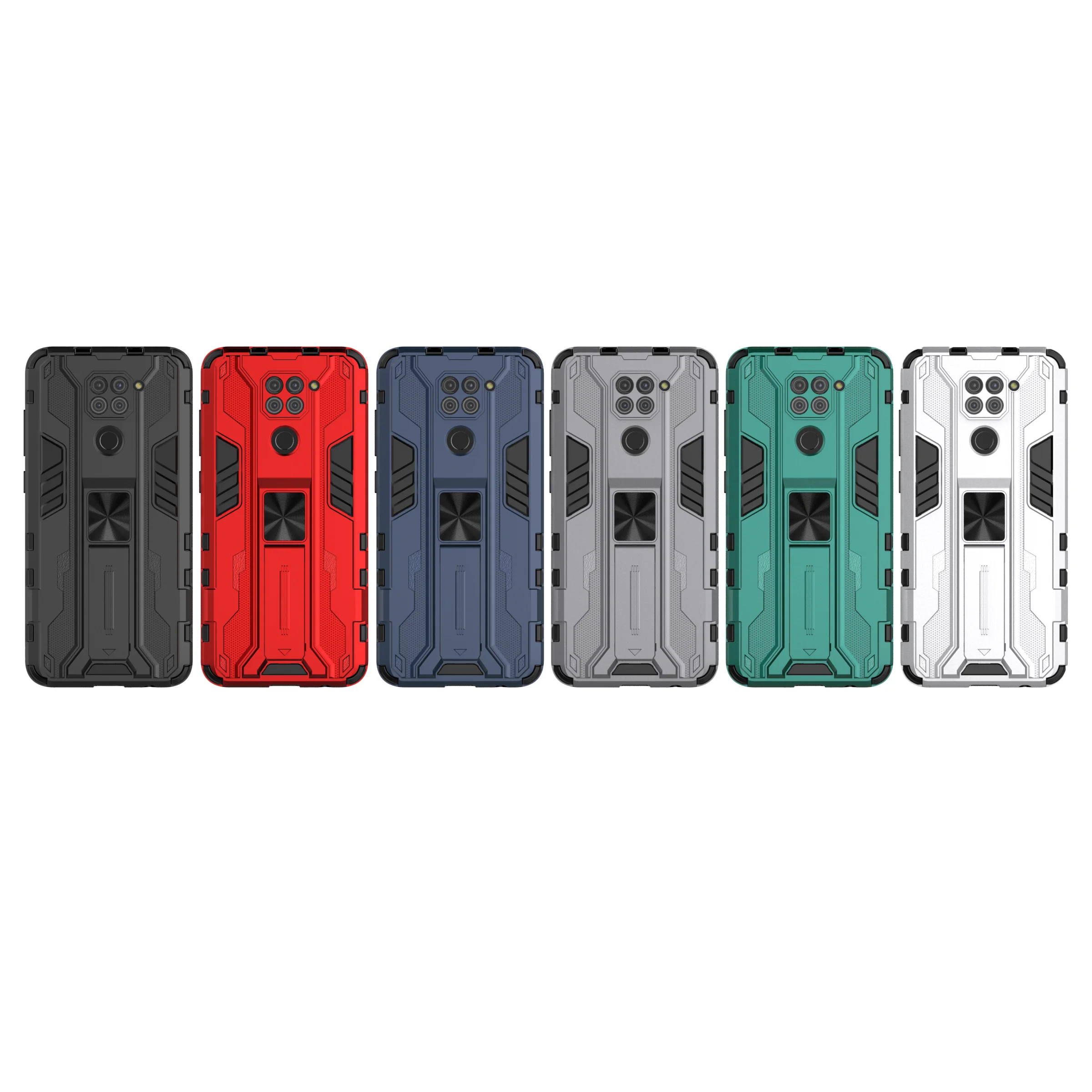 Luxury Bracket Armor Metal Magnetic Protector Phone Case For Xiaomi Redmi Note 9 Pro 9S Max Shockproof Invisible PC Back Cover