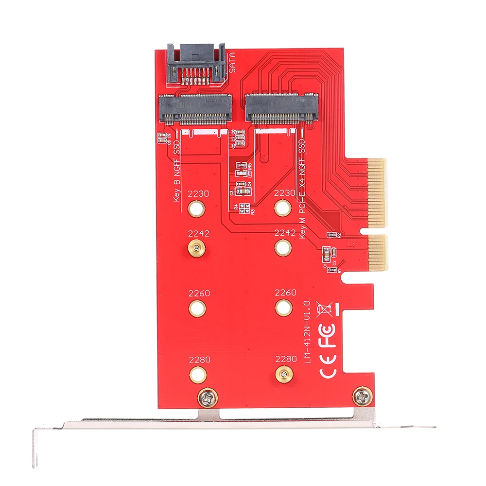 M.2 NVME NGFF SSD and B Key M (SATA Based) to PCI-E x4 Adapter Dual Slots | Компьютеры и офис
