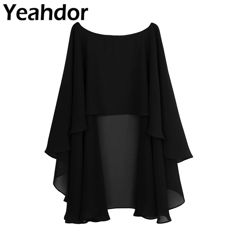 Womens Ladies Soft Lightweight Chiffon High Low Shawl Wedding Capes Shrug Bridal Long Shawl and Wraps Evening Wedding Cover Up
