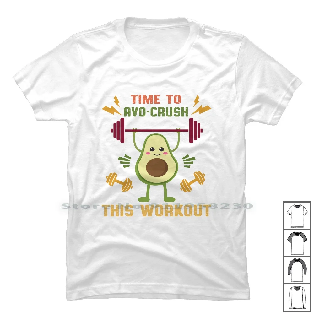 Avocado Gym Time To Avo Crush This Workout T Shirt 100% Cotton Building Fitness Builder Caricamento Sport Muscle Sport Crush Work