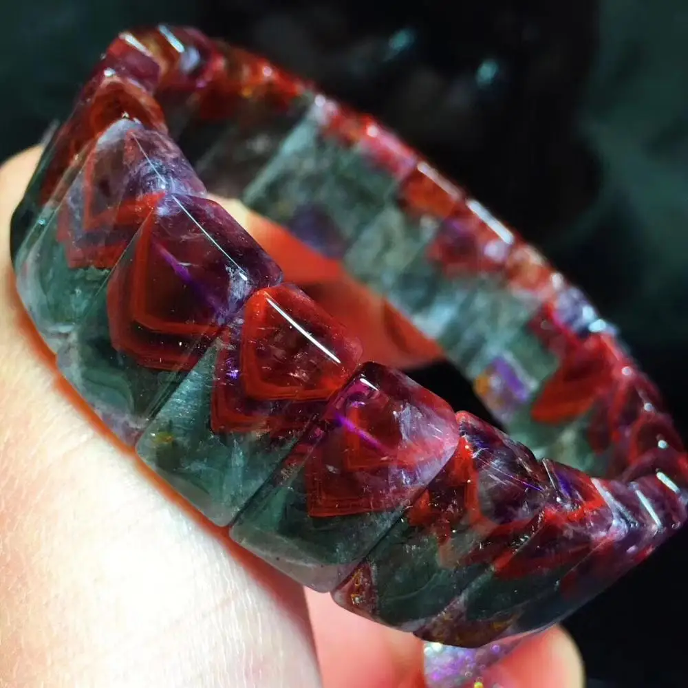 

Top Natural Red Purple Auralite 23 Bracelet For Woman Man From Canada 17x9mm Rectangle Beads Reiki Stone AAAAA Drop Shipping