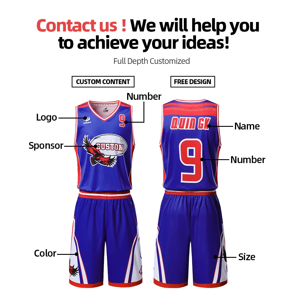 Custom Basketball Jersey Design Blue And Red Personalized Color Digital  Sublimation Printing Custom Basketball Uniforms China - Basketball Set -  AliExpress