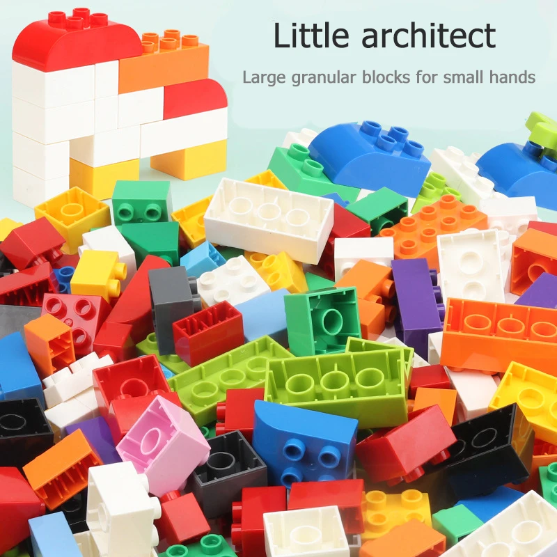 

50Pcs Big Size Brick Colorful Bulk Bricks Baseplates DIY Building Blocks Compatible Duploe Block Toys For Children
