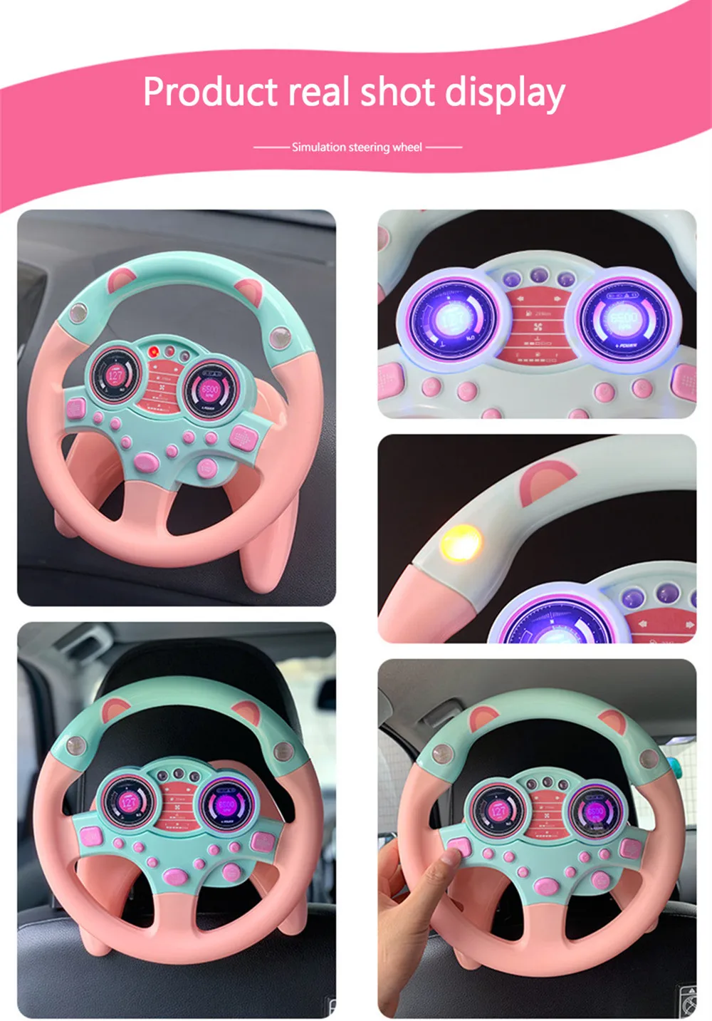 Simulation Small Steering Wheel Driver Sound Light Battery Operated Electonic Educational Toys Kids Pretend Toy#2676