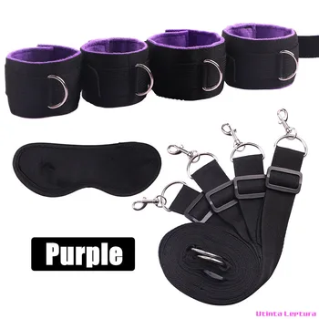 Sex Tools for BDSM Bondage Restraint Adult S&M Fetish Games Set Vibrator Handcuffs Ankle Bed Toys Kits for Couples 4