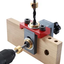 

Pocket Hole Jig Straight Hole Punch Locator AluminumAlloy Dowel Jig Drill Guide Locator for Wood Board Splicing Woodworking Tool