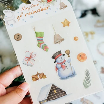 

4 Sheets Winter Christmas Santa Claus Diary Stickers Paper Decorative Album Notebook Decor